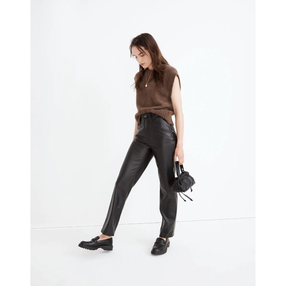 Madewell The Perfect Vintage Straight Pants Womens Size 25 Vegan Leather Grunge